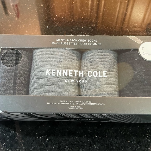 KENNETH COLE New York Mens 4 Pack Gray/Black Crew Socks Gift Boxed Sock sz 10-13 - Picture 3 of 3